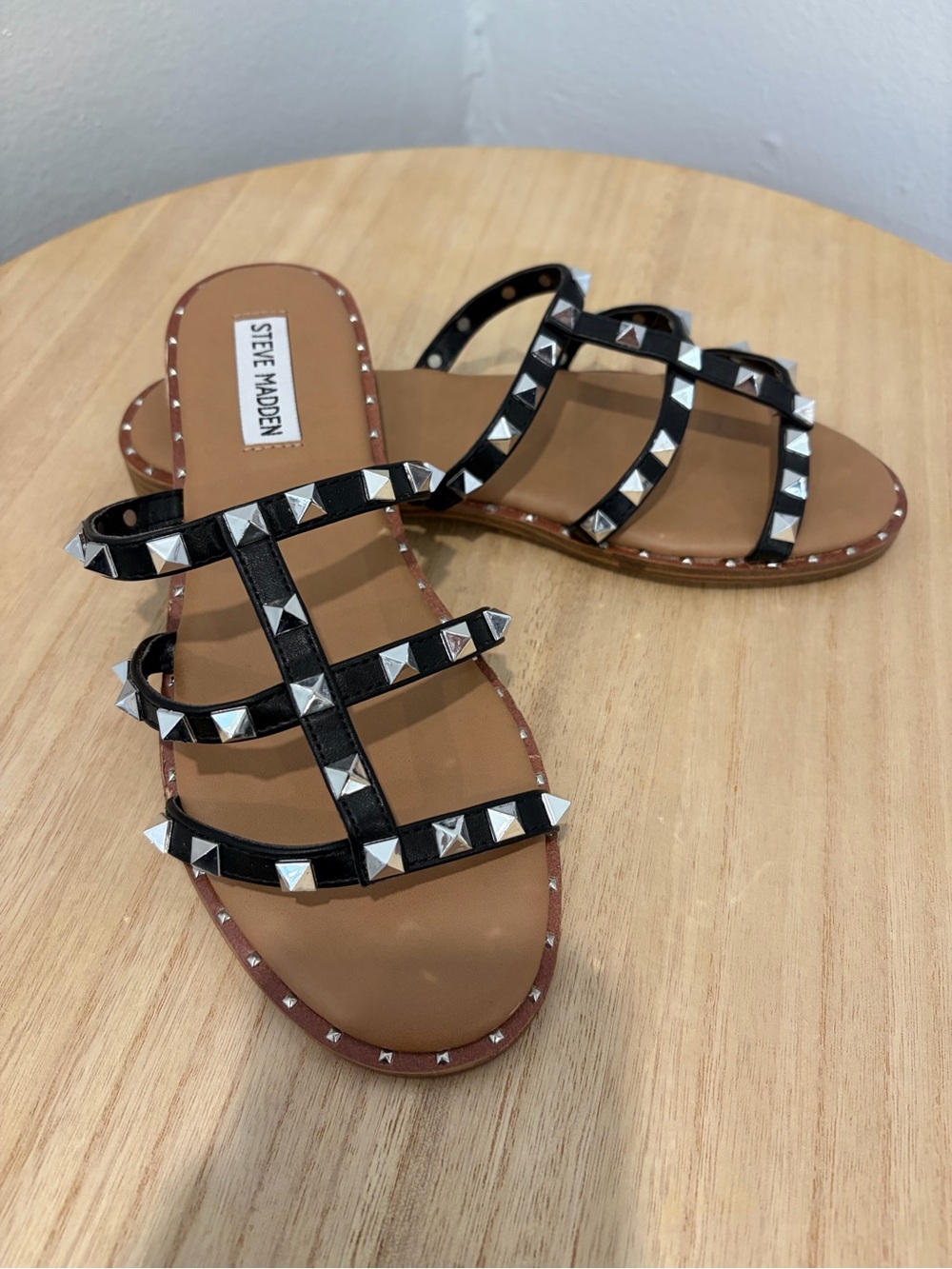 Nordstrom Black Studded Strappy Slide Sandals